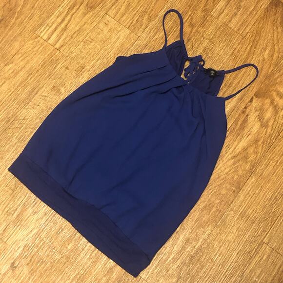 Express Blue Purple Pleated Spaghetti Strap Tie Tank Top Size XS - Picture 1 of 8